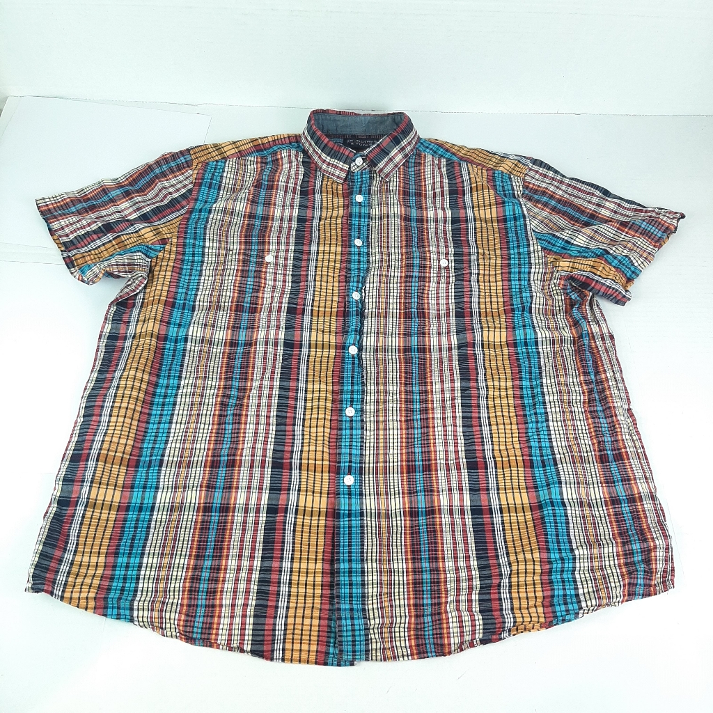 Roundtree & Yorke Mens Xl Multicolor Button Down Short Sleeve Shirt C9
